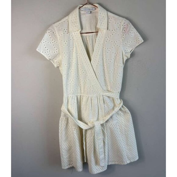 DVF Diane Von Furstenberg Women Kayley Eyelet Wrap Dress White Size 4 - Picture 9 of 12